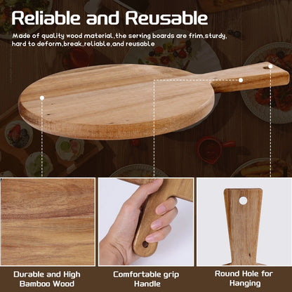 5/10pcs Wood Cutting Board Serving Tray with Handle