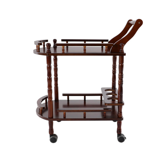 Solid Wood Bar Cart with Bottle Rack