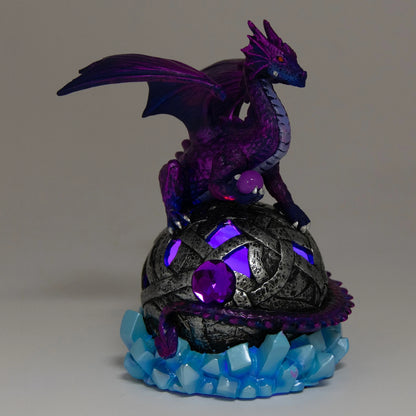 6" Purple Dragon Figurine with Color-Changing LED Orb