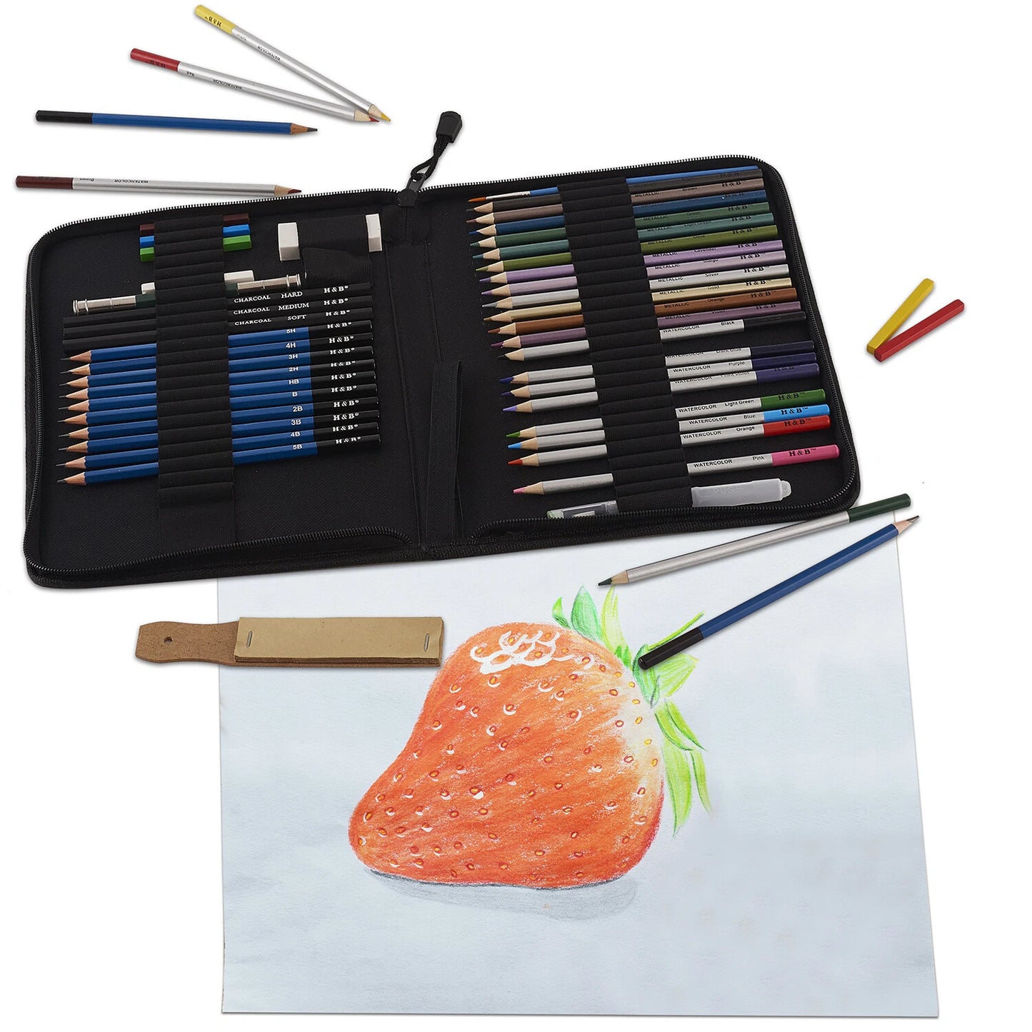 51-Piece Professional Drawing & Sketching Artist Kit with Carrying Case