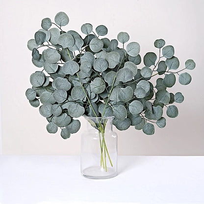 Home Collection Frosted Green Silk Eucalyptus Leaves – 4 Stems