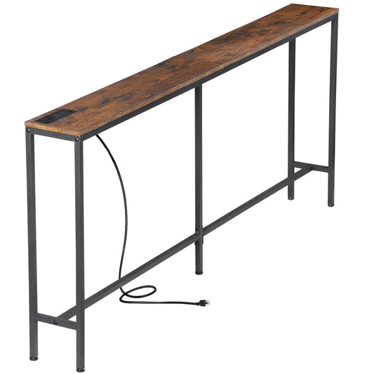70.8" Long Console Sofa Table with 2 Power Outlets & USB Ports