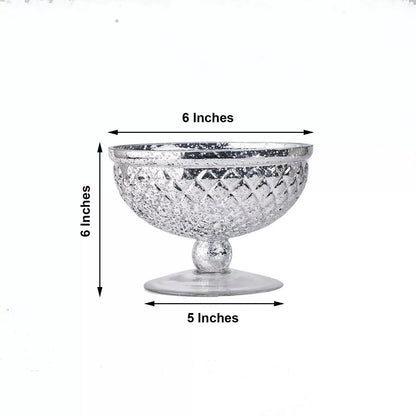 8" Mercury Glass Compote Vase Bowl