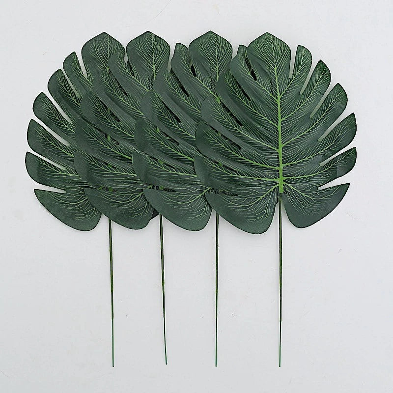 Home Collection 28-Pack Assorted Green & Gold Silk Tropical Leaves Monstera Palm Stems