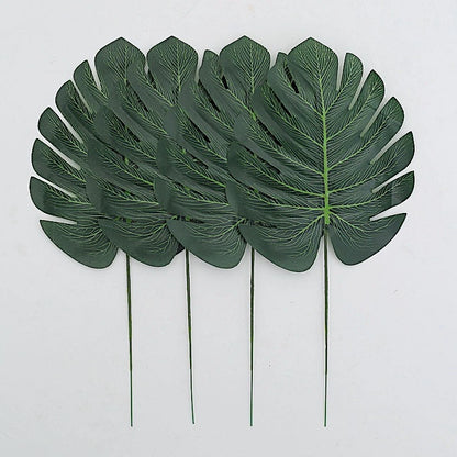 Home Collection 28-Pack Assorted Green & Gold Silk Tropical Leaves Monstera Palm Stems