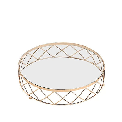 Home Collection 16-Inch Gold Metal Glass Geometric Cake Stand