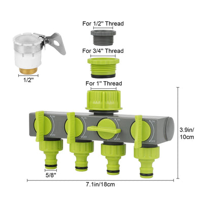 4-Way 1/2", 3/4", 1" Hose Splitter