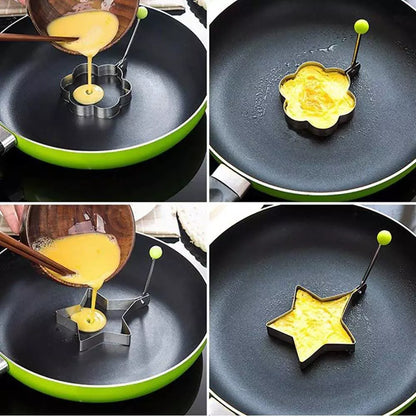 5-Piece Stainless Steel Egg & Pancake Ring Mold Set