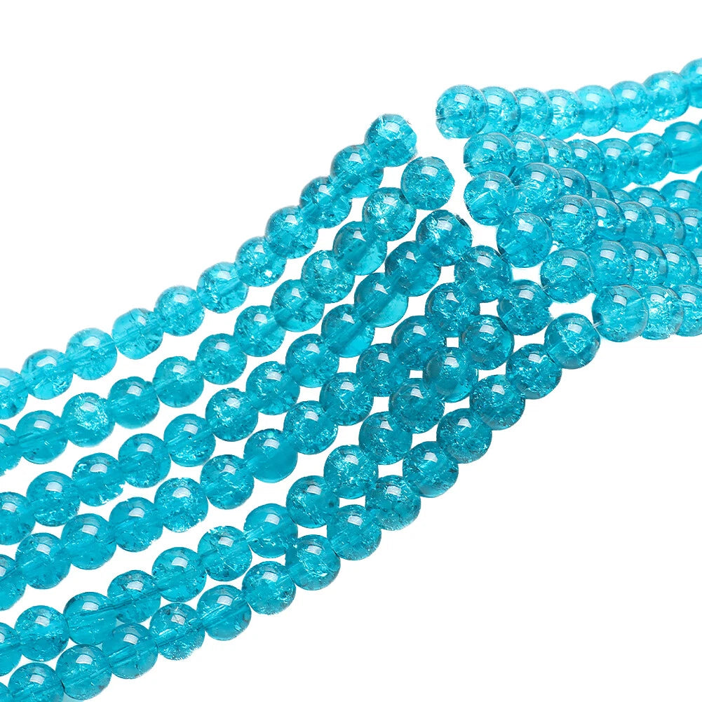 200 Pcs Crackle Glass Loose Beads – 8mm Round Beads