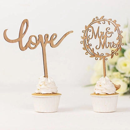 Home Collection 2-Piece Wooden Wedding Cake Toppers Set