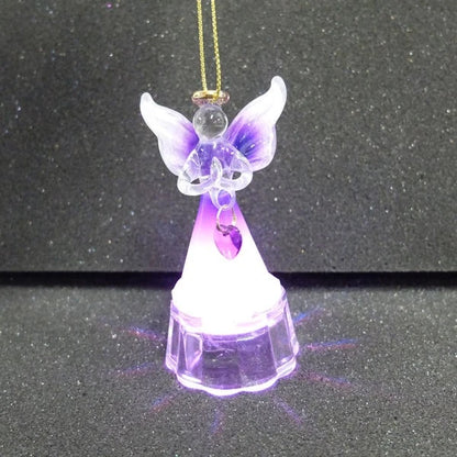 February Birthstone Illuminated Glass Angel Ornament