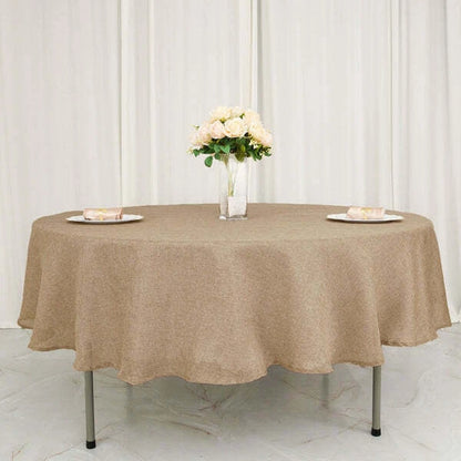 Home Collection 90 Inch Round Faux Burlap Tablecloth Natural Rustic Wedding Table Cover