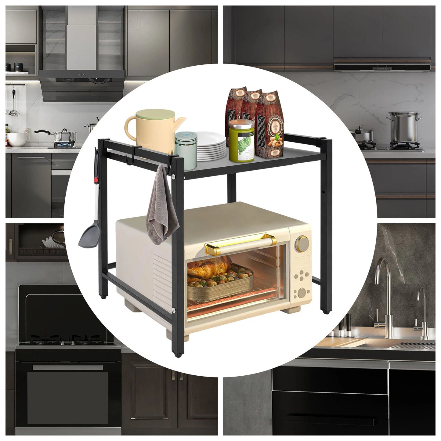 Home Collection Expandable 2-Tier Metal Microwave Stand
