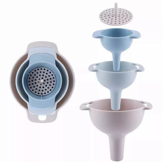 3-Piece Kitchen Funnel Set with Detachable Strainer