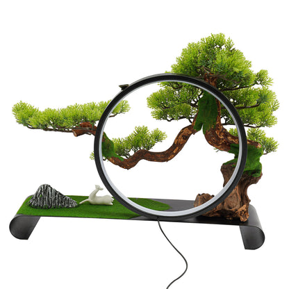 Zen Artificial Pine Tree with Lamp Ring Decoration