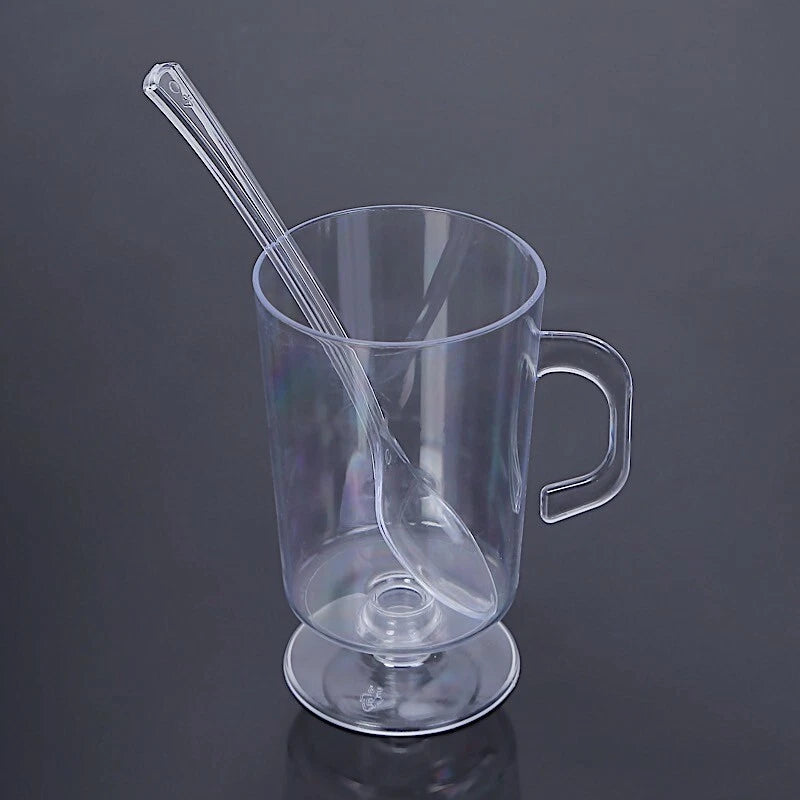 24-Pack 2 oz Clear Disposable Plastic Dessert Cups with Handles & Spoons