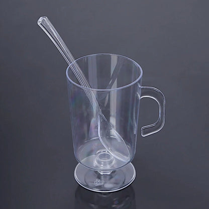 24-Pack 2 oz Clear Disposable Plastic Dessert Cups with Handles & Spoons