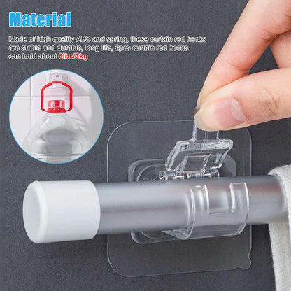 8PCS Nail-Free Adjustable Curtain Rod Clip Brackets
