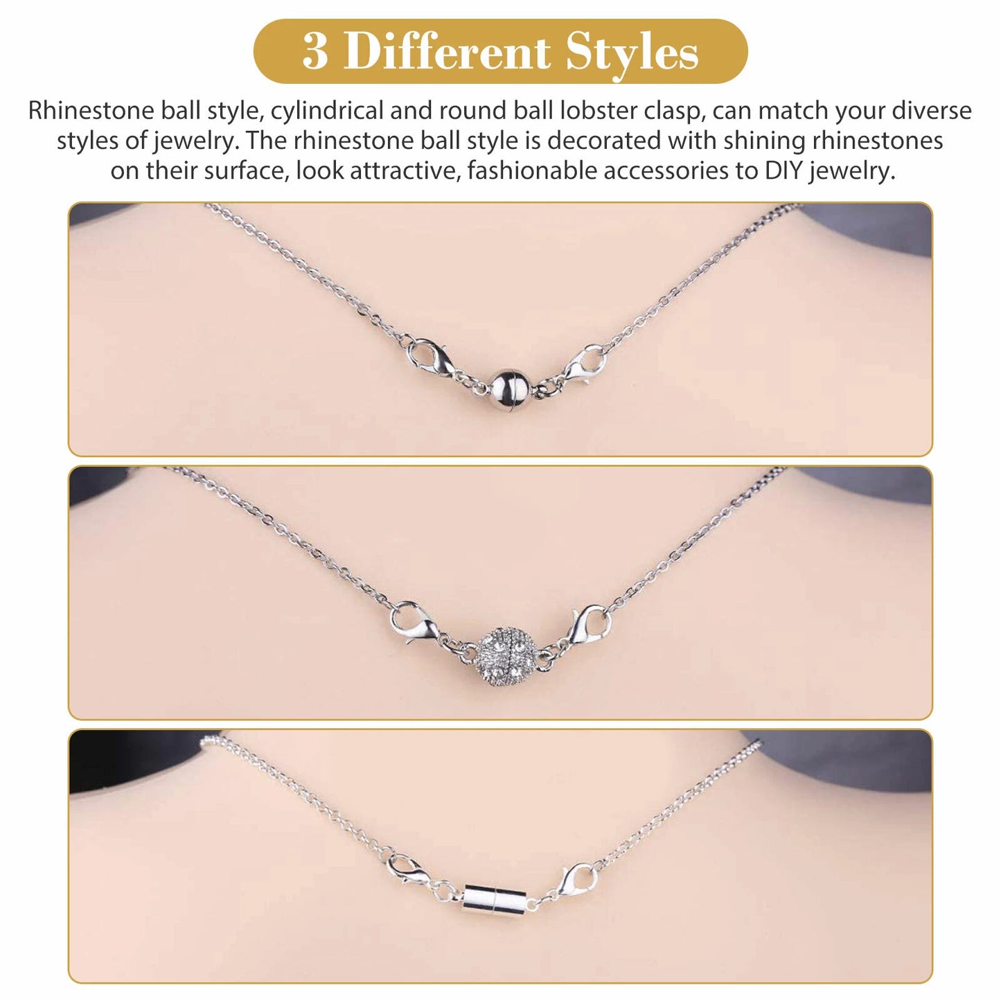 16PCS Gold & Silver Magnetic Lobster Clasp Jewelry Extender Set