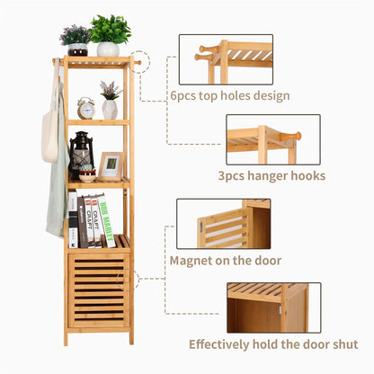 Bamboo Bathroom Storage Floor Cabinet 4-Tier
