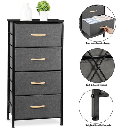 4-Drawer Fabric Dresser Storage Tower with Metal Frame