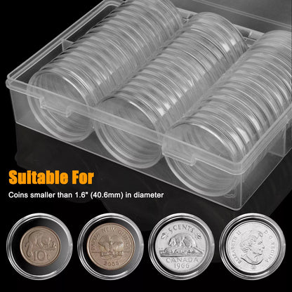 50pcs 40.6mm Coin Storage Holder Box
