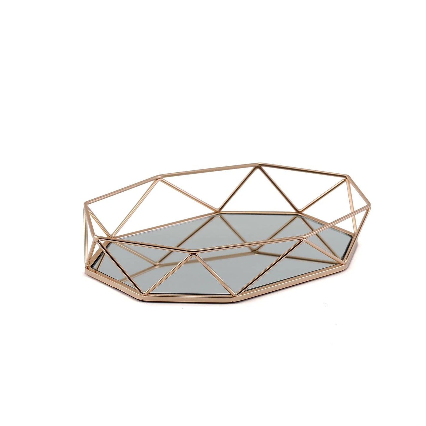 Home Collection 14"x9" Gold Mirrored Geometric Serving Tray