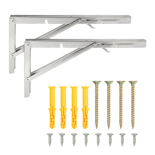 2x Folding Shelf L Brackets with Locking Hinge