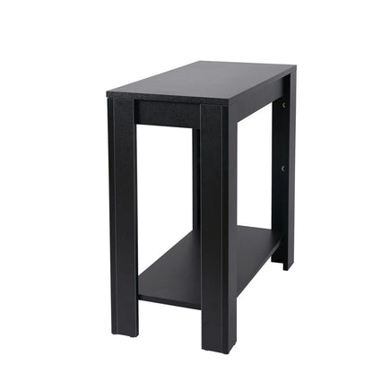 Black Narrow End Table with Storage Shelf