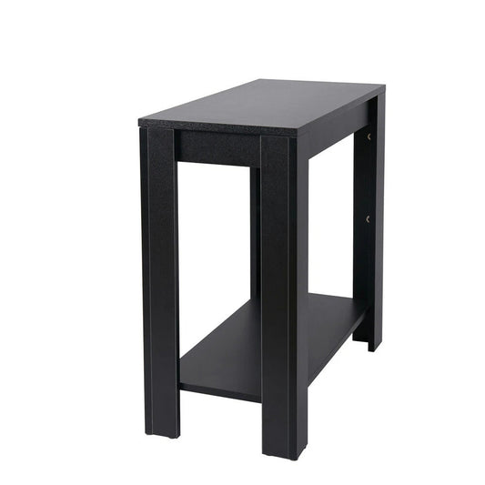 Black Narrow End Table with Storage Shelf