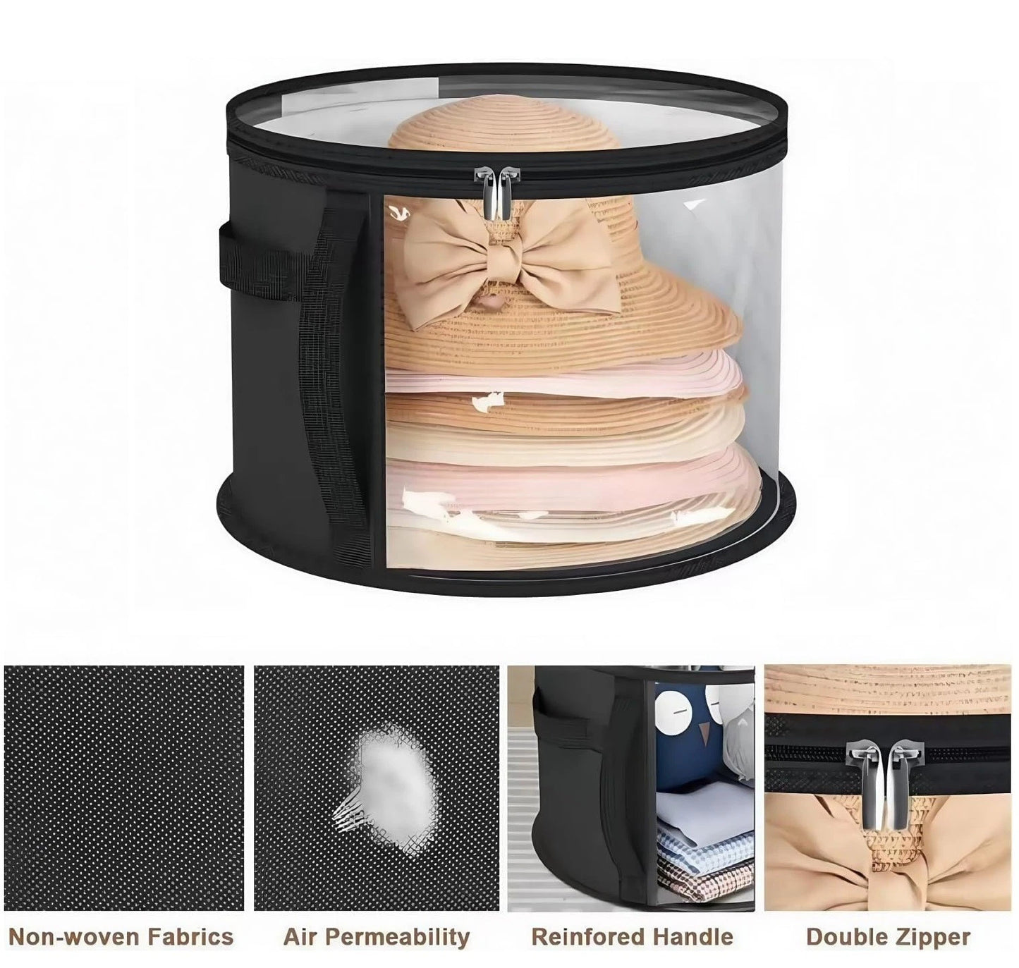 7-Hat Capacity Foldable Hat Organizer with Clear Window