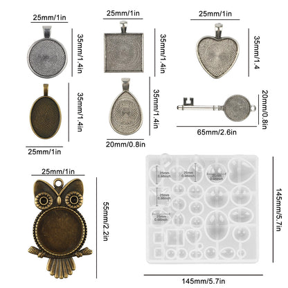 35PCS Resin Casting Mold & Pendant Tray Kit