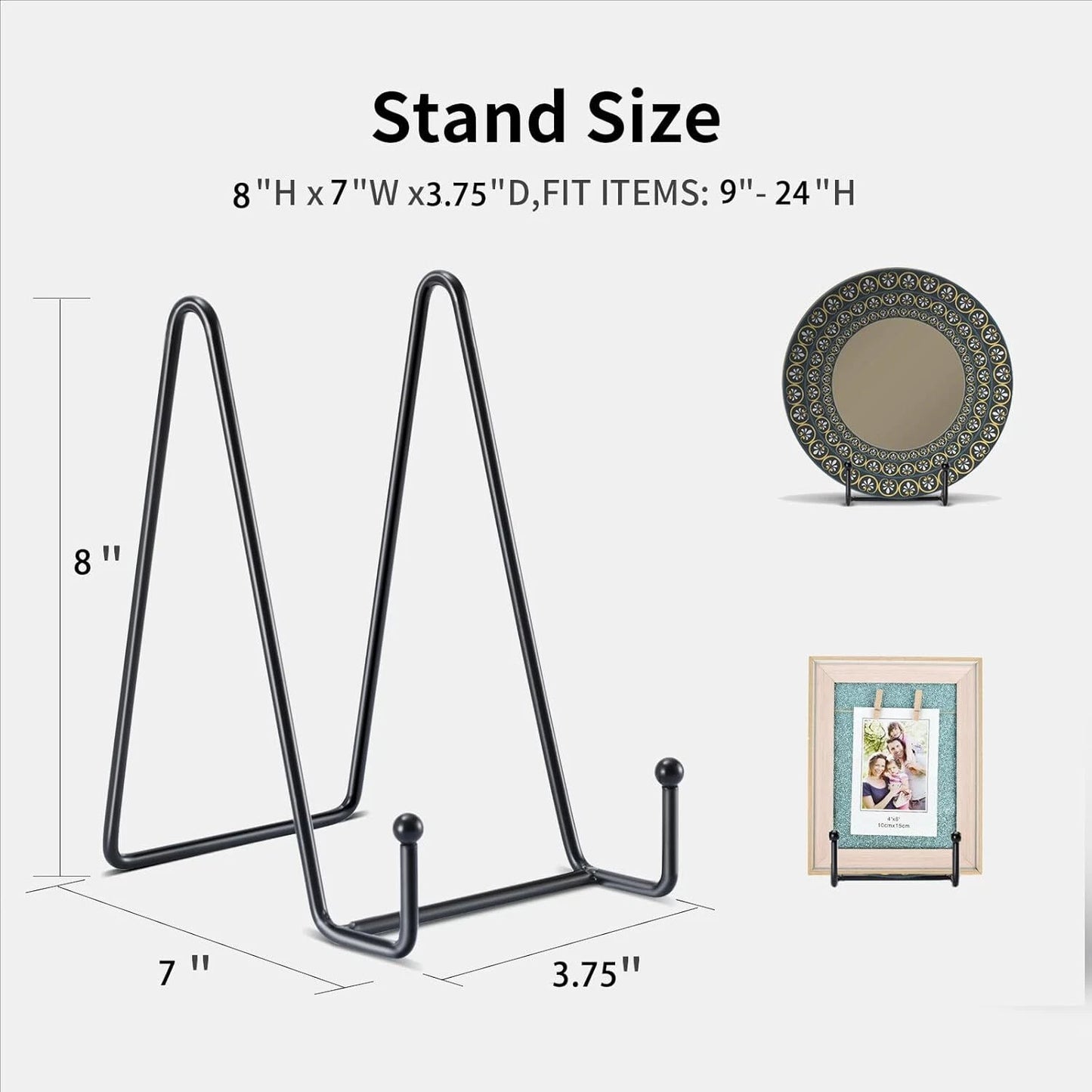 Home Collection 2 Pack Metal Display Easel Stand for Picture, Plate & Book – Iron Frame Holder
