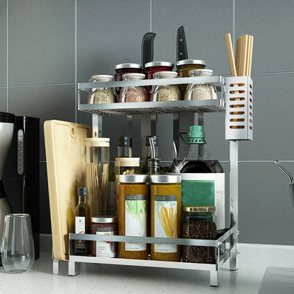 Home Collection 2 Tier Stainless Steel Wall Mount Spice Rack