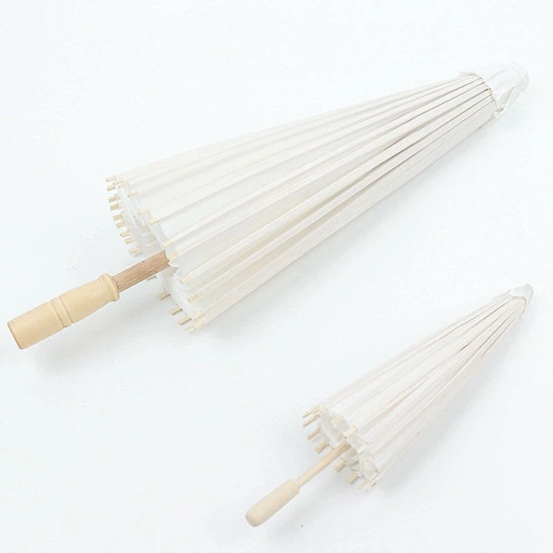Home Collection 4 White 16" Paper Umbrellas – Decorative Parasols for Weddings, Parties & Events