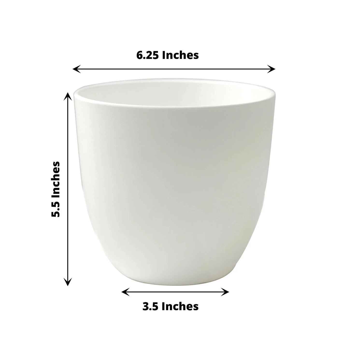 2-Piece 5.5" White Round Plastic Flower Pots