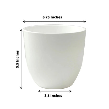 2-Piece 5.5" White Round Plastic Flower Pots