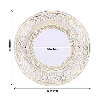 Home Collection 25-Pack White Gold 13" Vintage Round Disposable Paper Charger Plates