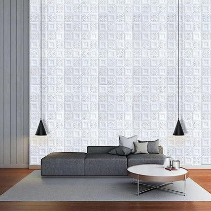 White 3D Self Adhesive Foam Wall Panels