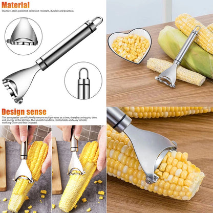 2-Pack Stainless Steel Corn Cob Peeler & Kernel Remover Tool