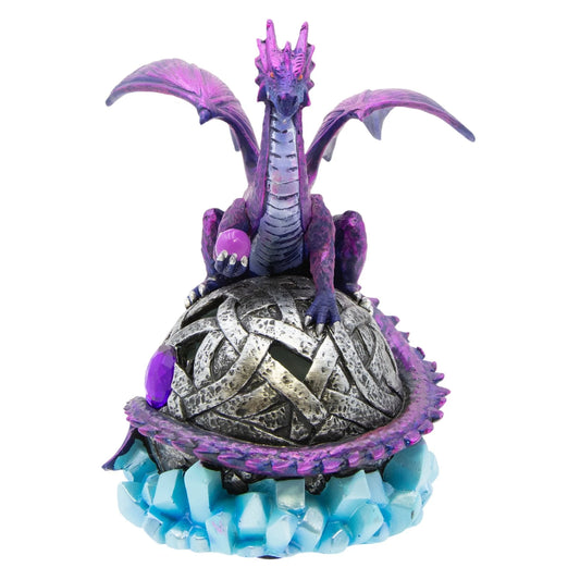 6" Purple Dragon Figurine with Color-Changing LED Orb