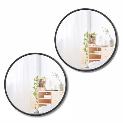 Home Collection 2 Pack 18" Round Black Wall Mirrors