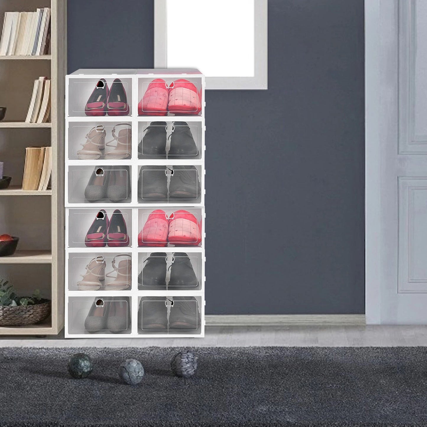 Home Collection 6Pack Foldable Stackable Shoe Box Storage