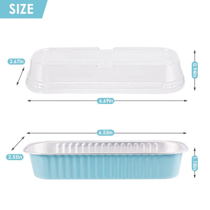 50-Pack 200ML Rectangular Disposable Aluminum Foil Cake Baking Boxes