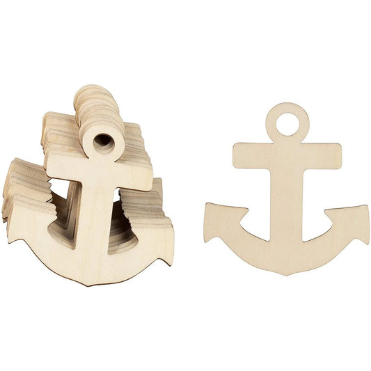 24-Pack Unfinished Wooden Anchor Cutouts