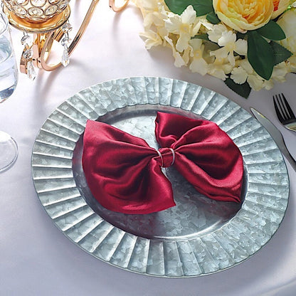 Home Collection 4-Pack 13-Inch Silver Galvanized Charger Plates Ruffled Rim