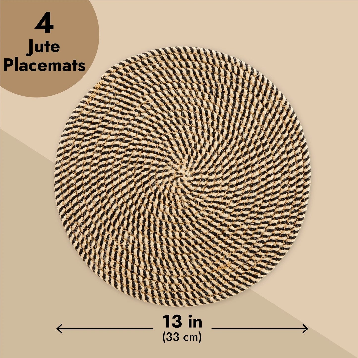 Set of 4 Round Jute Placemats