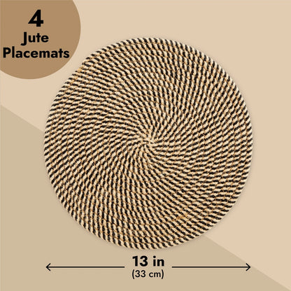Set of 4 Round Jute Placemats