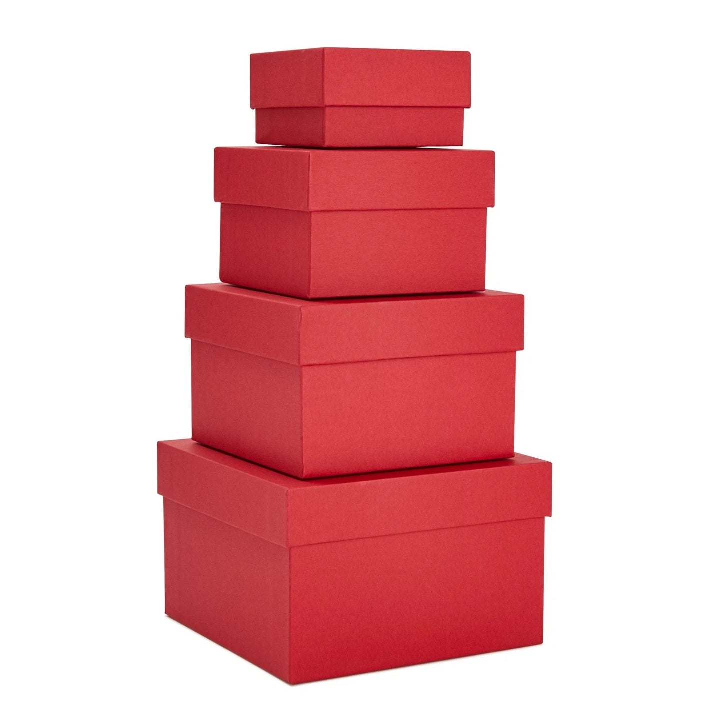 4-Pack Red Square Nesting Gift Boxes with Lids