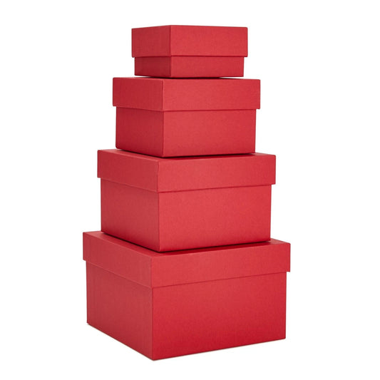 4-Pack Red Square Nesting Gift Boxes with Lids